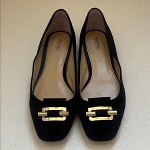 Michael Kors Black Loafers with Gold Buckle